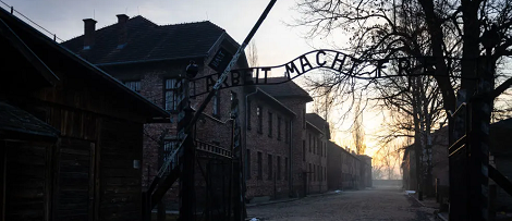 A gate at the Memorial and Museum Auschwitz-Birkenau, at the site of the former German Nazi concentration and extermination camp, in Oswiecim, Poland, on Jan. 27, 2025,Wojtek Radwanski—AFP/Getty Images